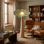 Lotus Veil Woodgrain Floor Lamp