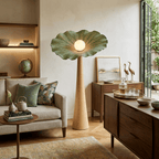 Lotus Veil Woodgrain Floor Lamp
