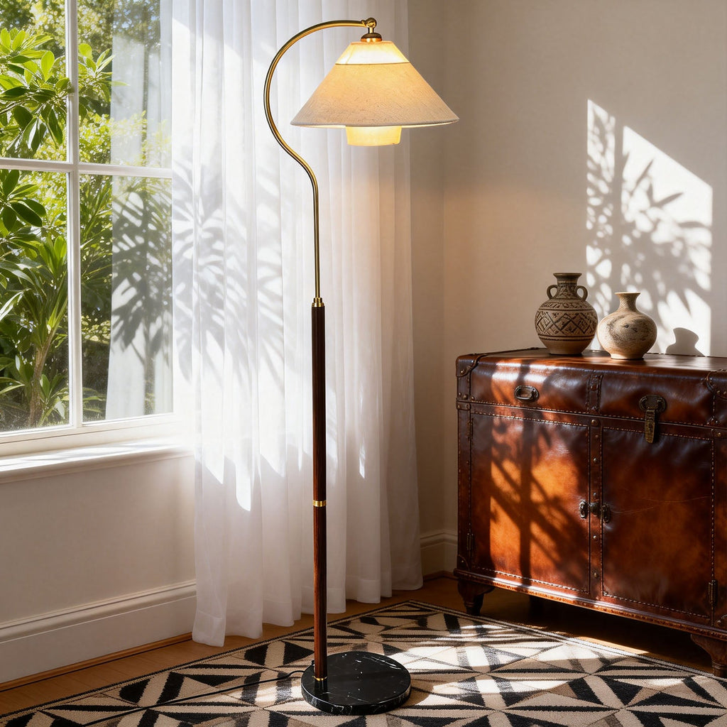 Walnut Gooseneck Floor Lamp