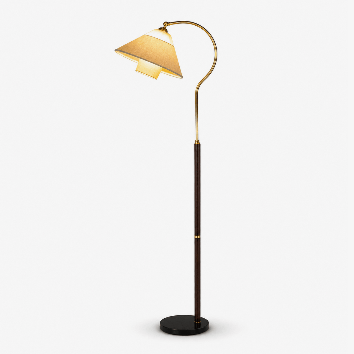 Walnut Gooseneck Floor Lamp
