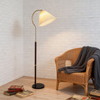 Walnut Gooseneck Floor Lamp