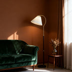 Walnut Gooseneck Floor Lamp