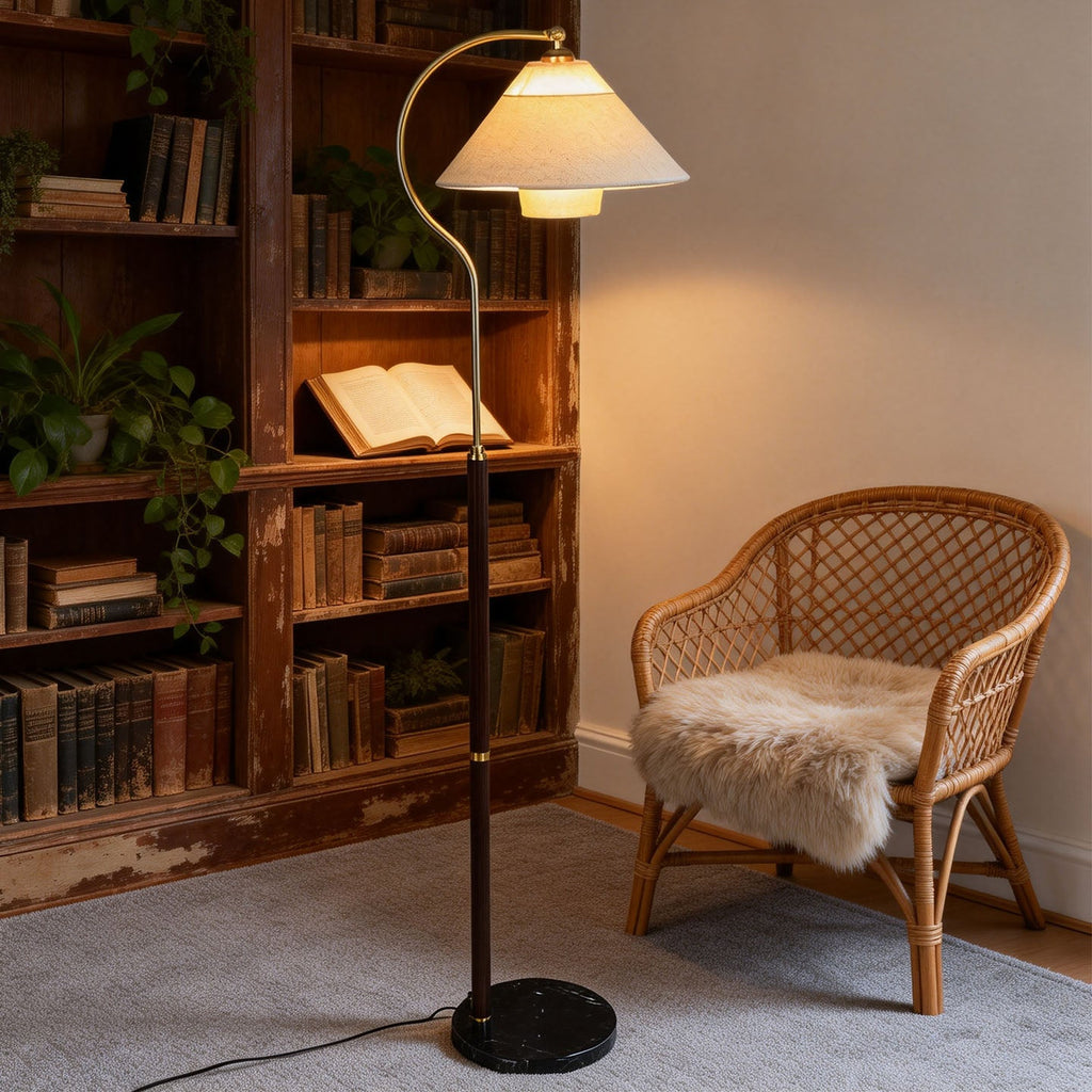 Walnut Gooseneck Floor Lamp