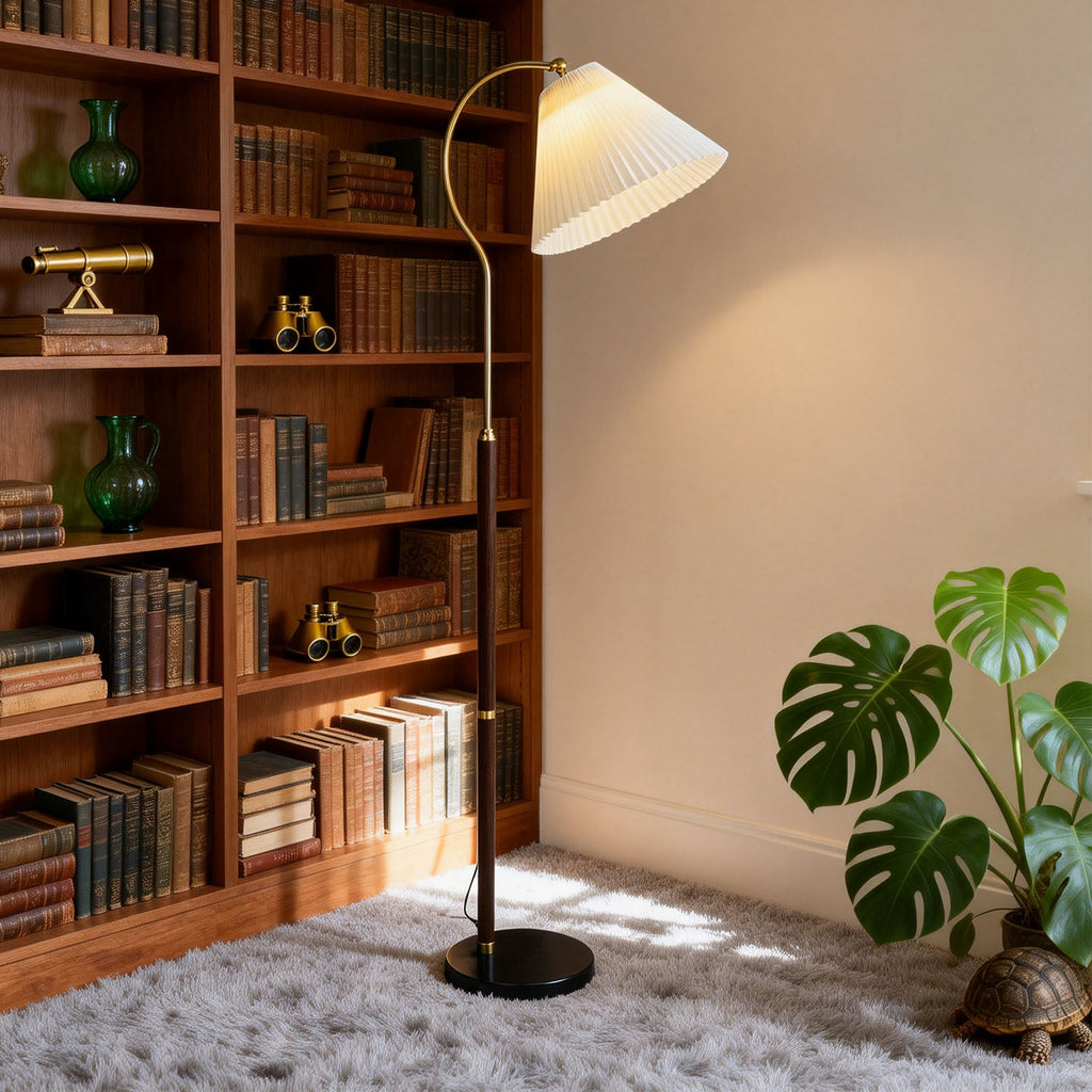 Walnut Gooseneck Floor Lamp