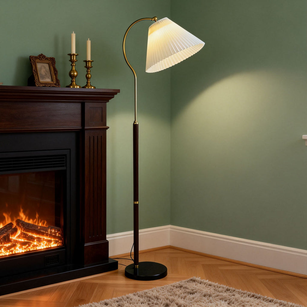 Walnut Gooseneck Floor Lamp