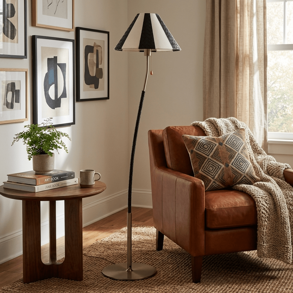 Verona Curved Striped Floor Lamp