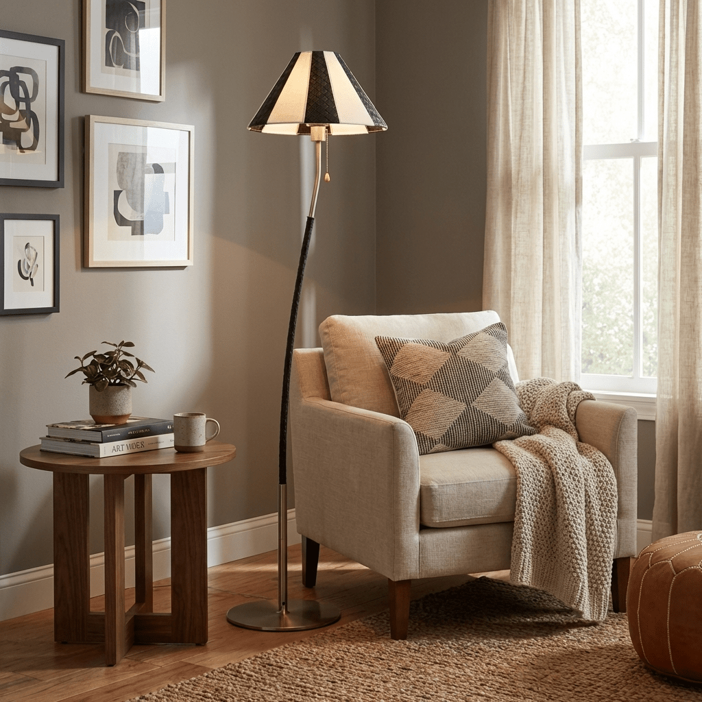 Verona Curved Striped Floor Lamp