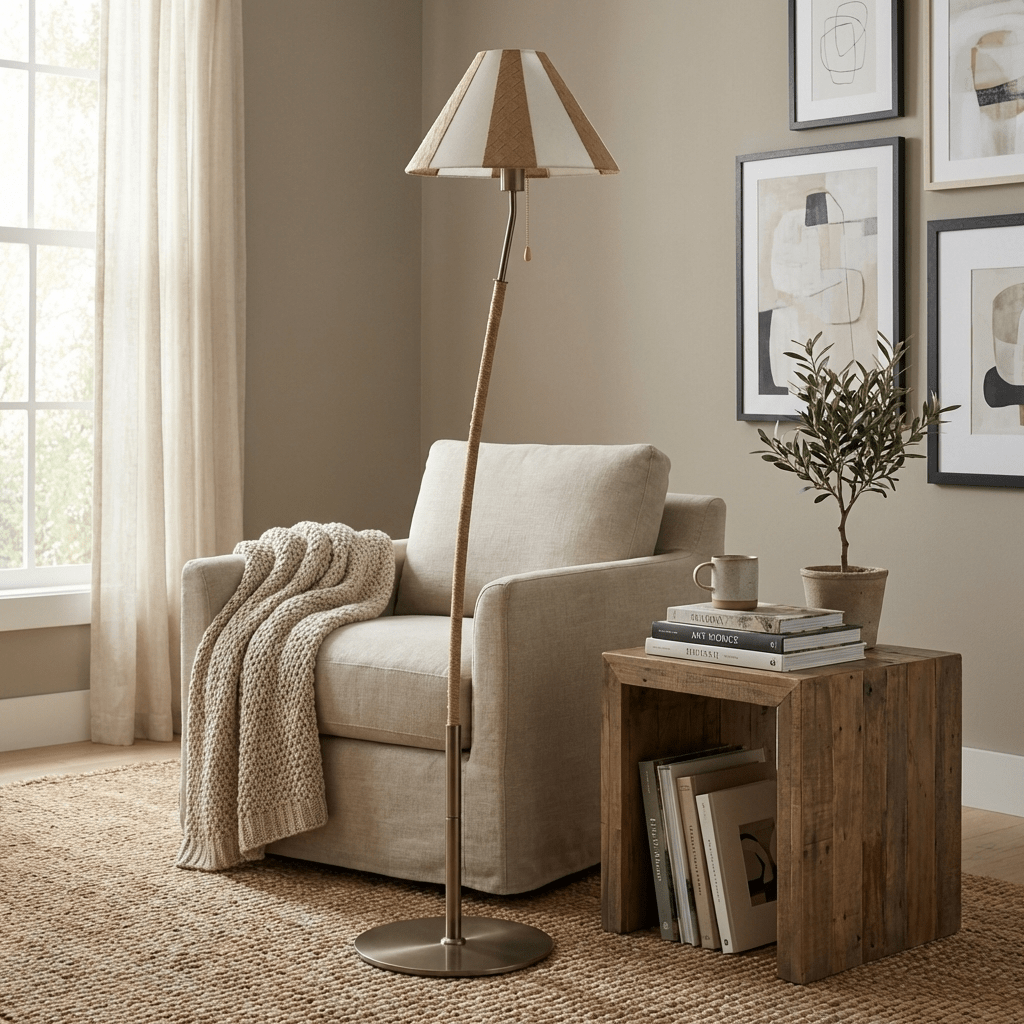 Verona Curved Striped Floor Lamp