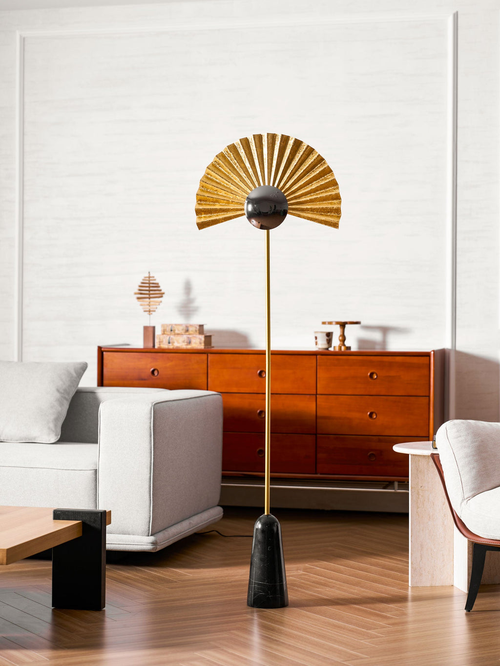 Gilded Fan Floor Lamp