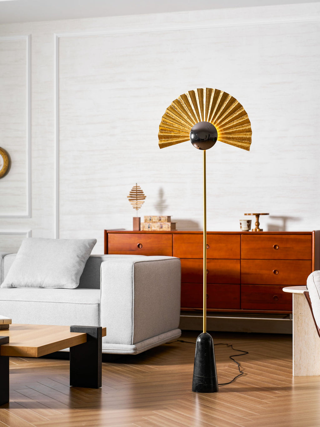 Gilded Fan Floor Lamp