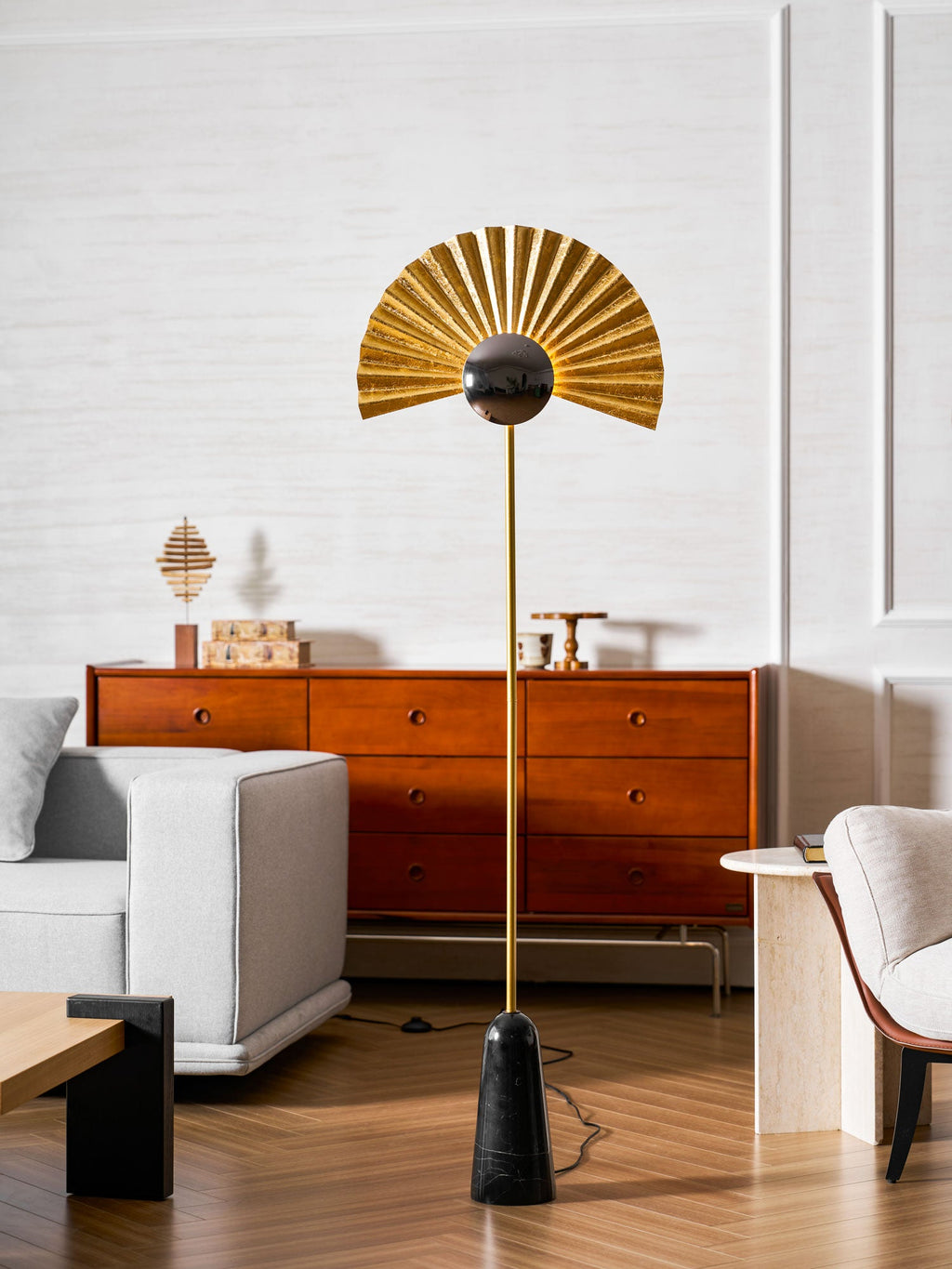 Gilded Fan Floor Lamp