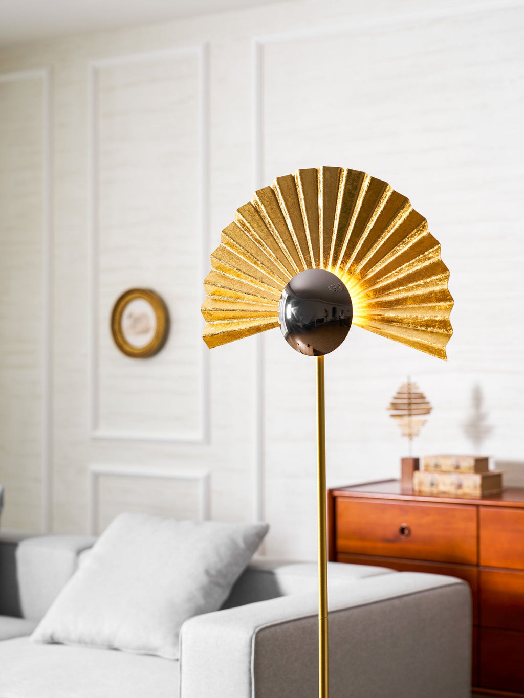 Gilded Fan Floor Lamp