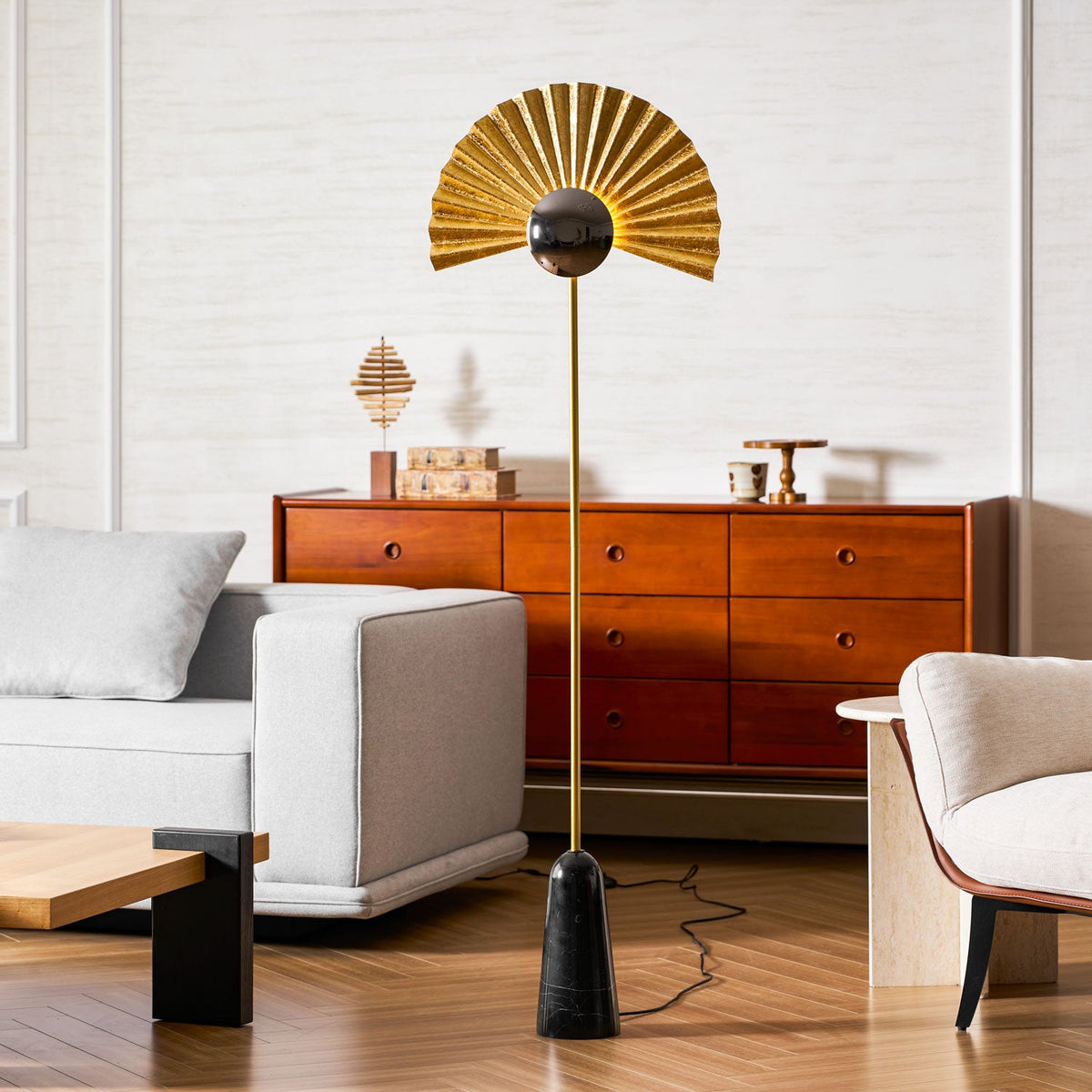 Gilded Fan Floor Lamp