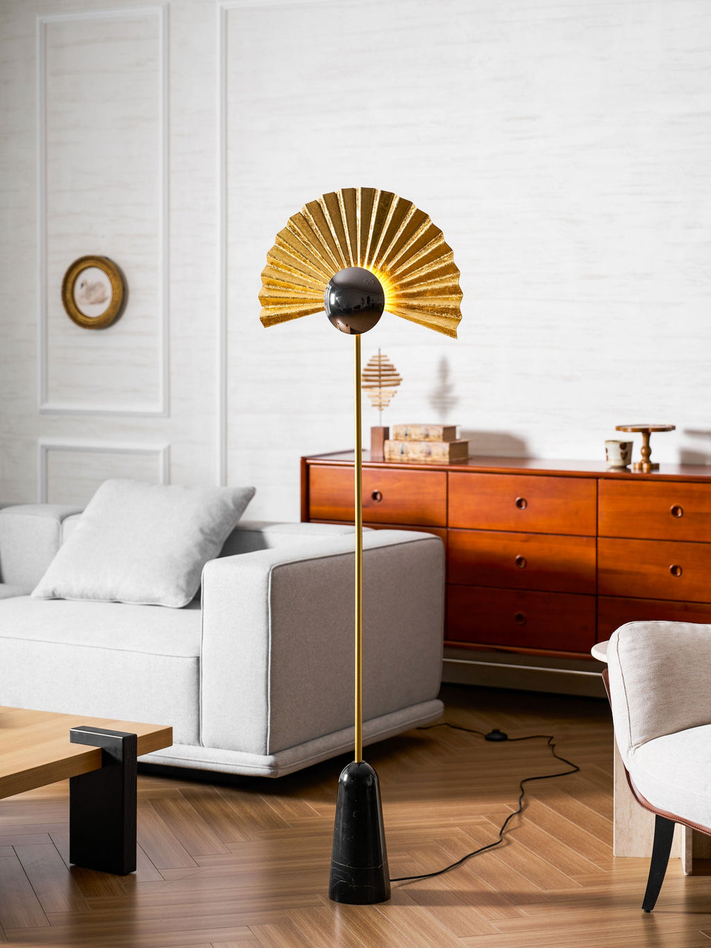 Gilded Fan Floor Lamp