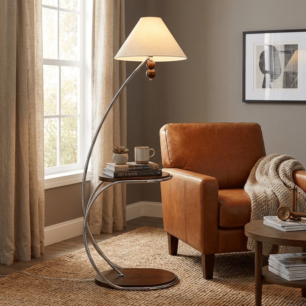 Aria Curved Shelf Floor Lamp