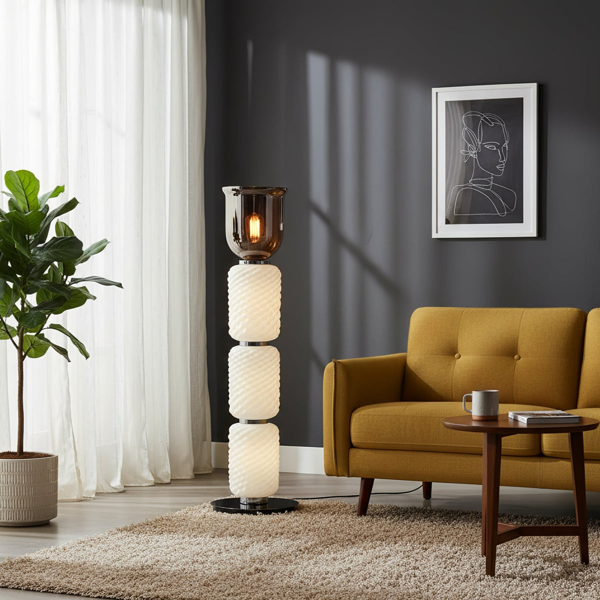 Textured Layered Glass Floor Light