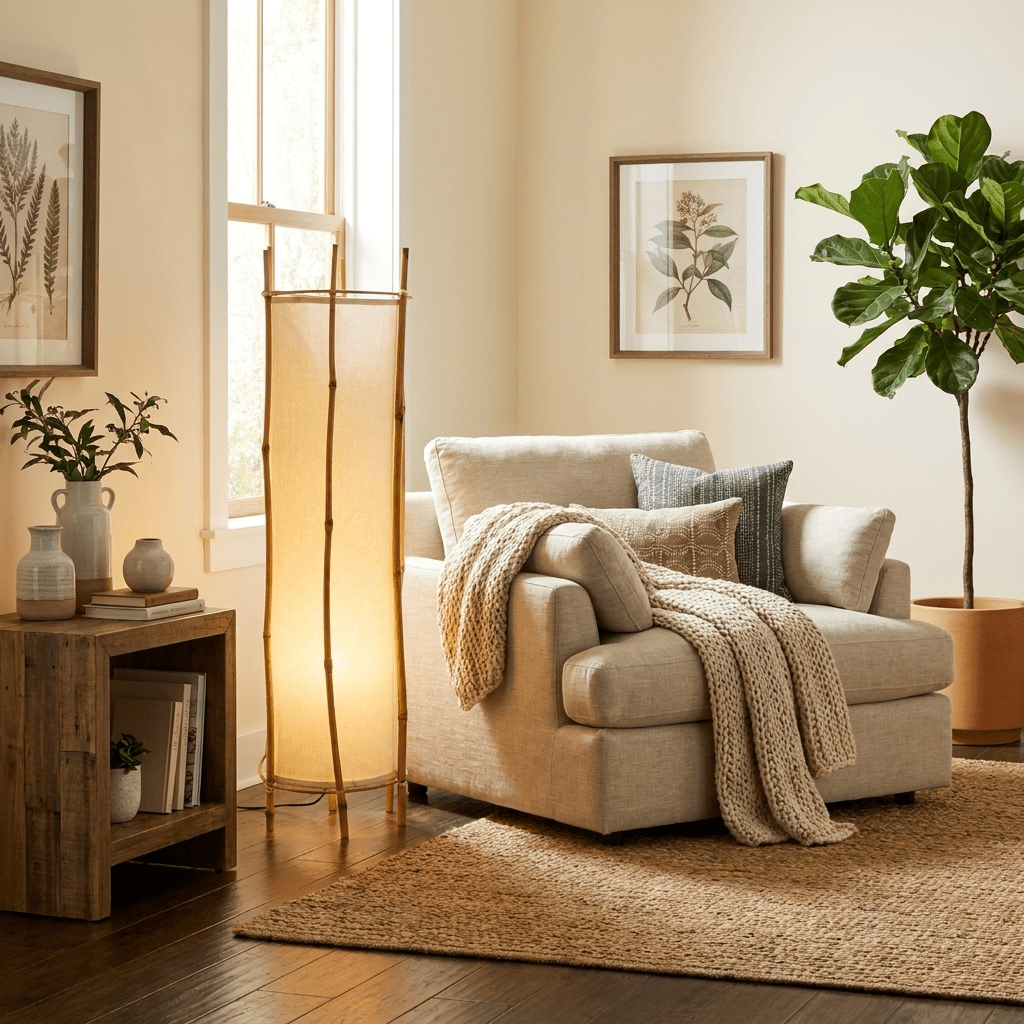 Bamboo Veil Lantern Floor Lamp