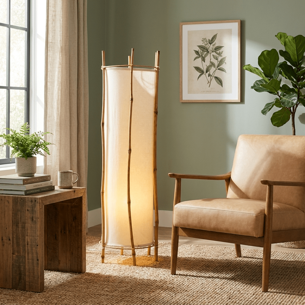 Bamboo Veil Lantern Floor Lamp