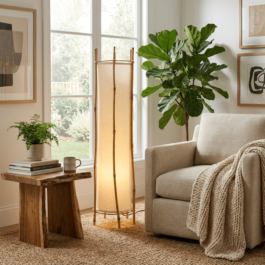 Bamboo Veil Lantern Floor Lamp
