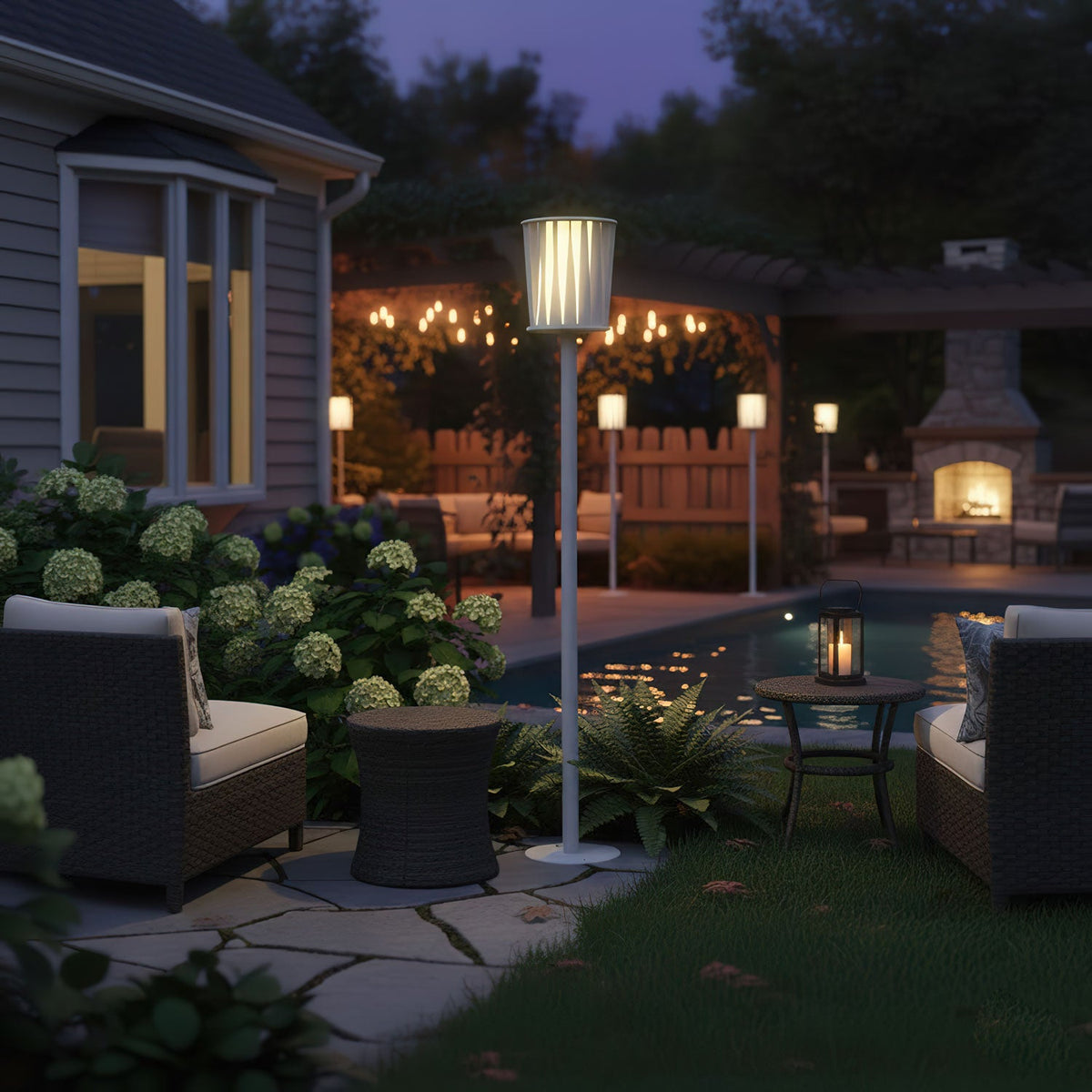 White Column Outdoor Light