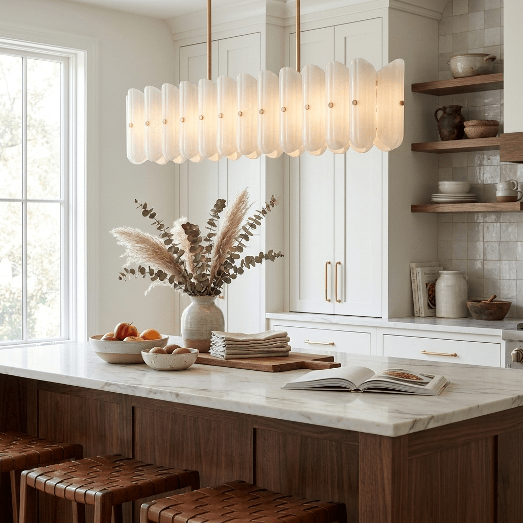 Seraphine Linear Fluted Glass Island Chandelier