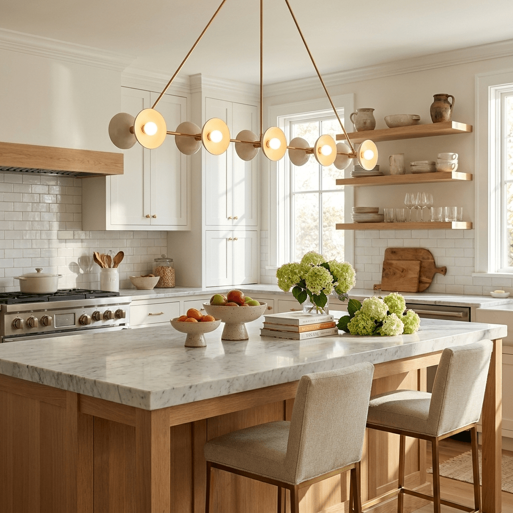 Slim Brass Linear Chandelier