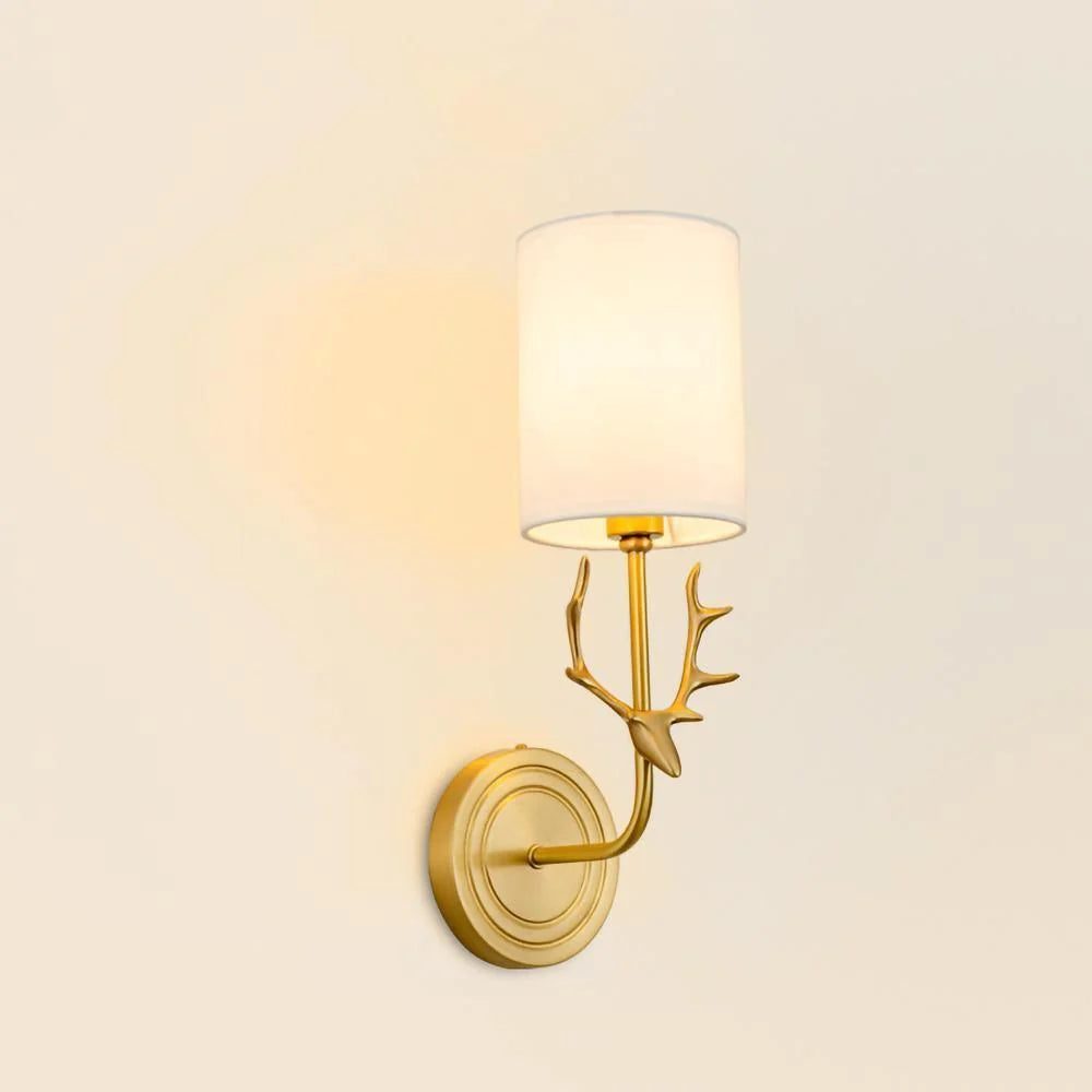 Brass Deer Head Wall Light