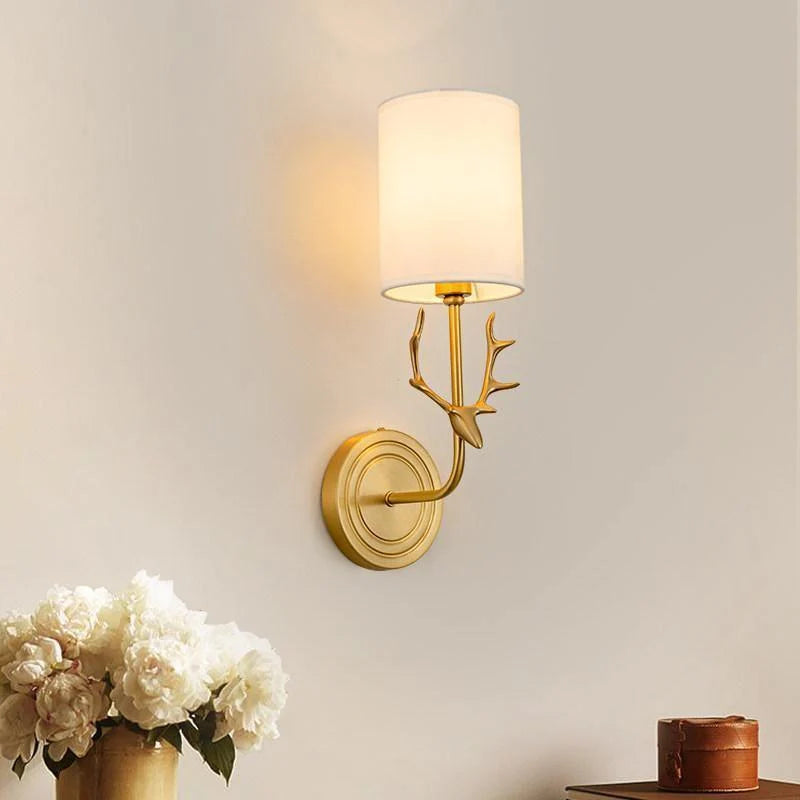 Brass Deer Head Wall Light