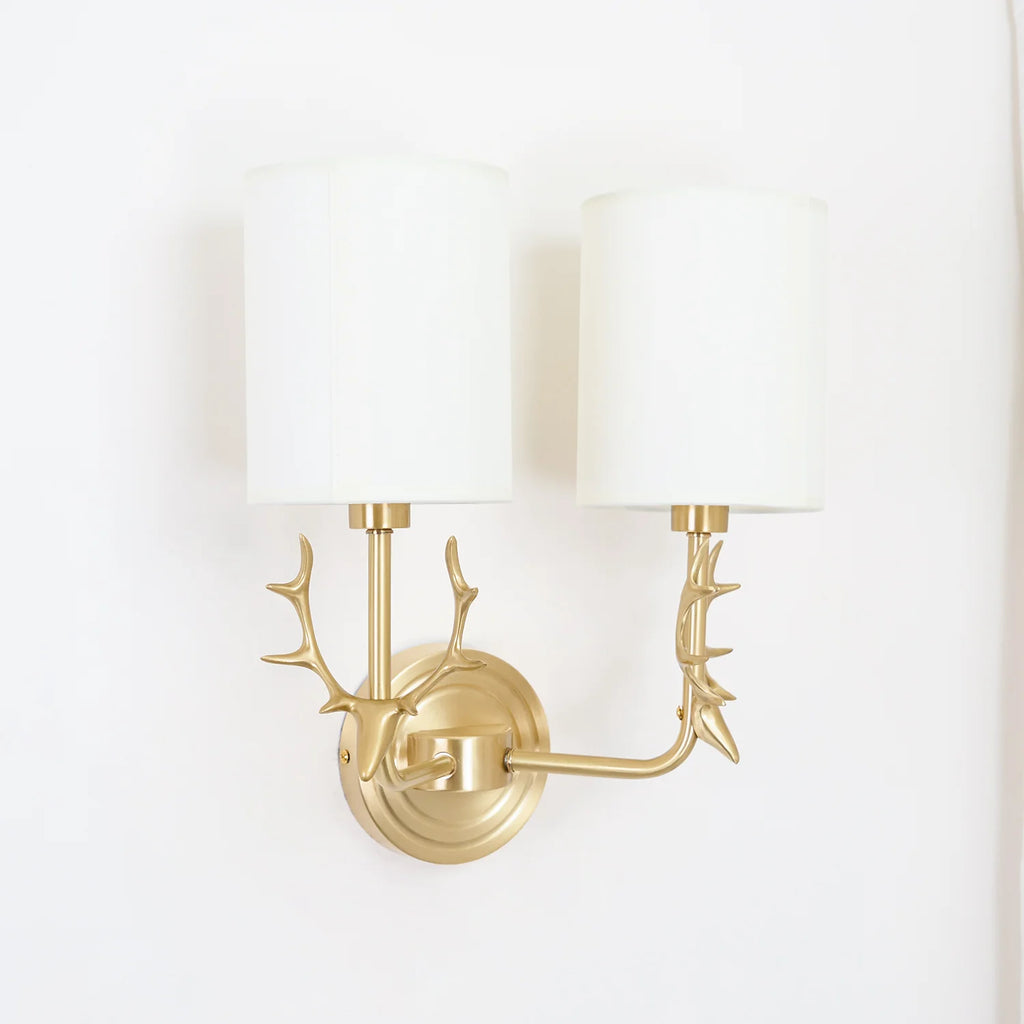 Brass Deer Head Wall Light