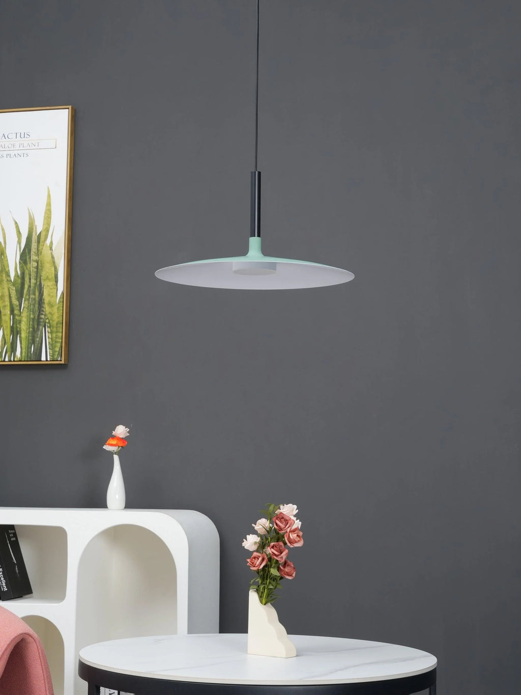Larkin White Saucer Pendant Light