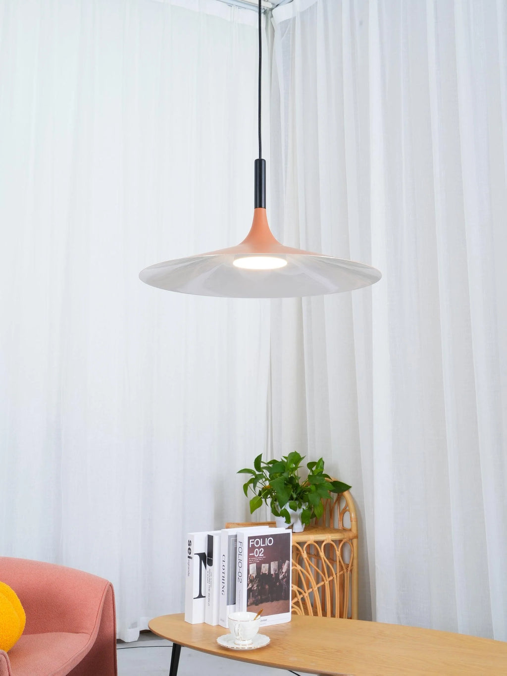 Larkin White Saucer Pendant Light