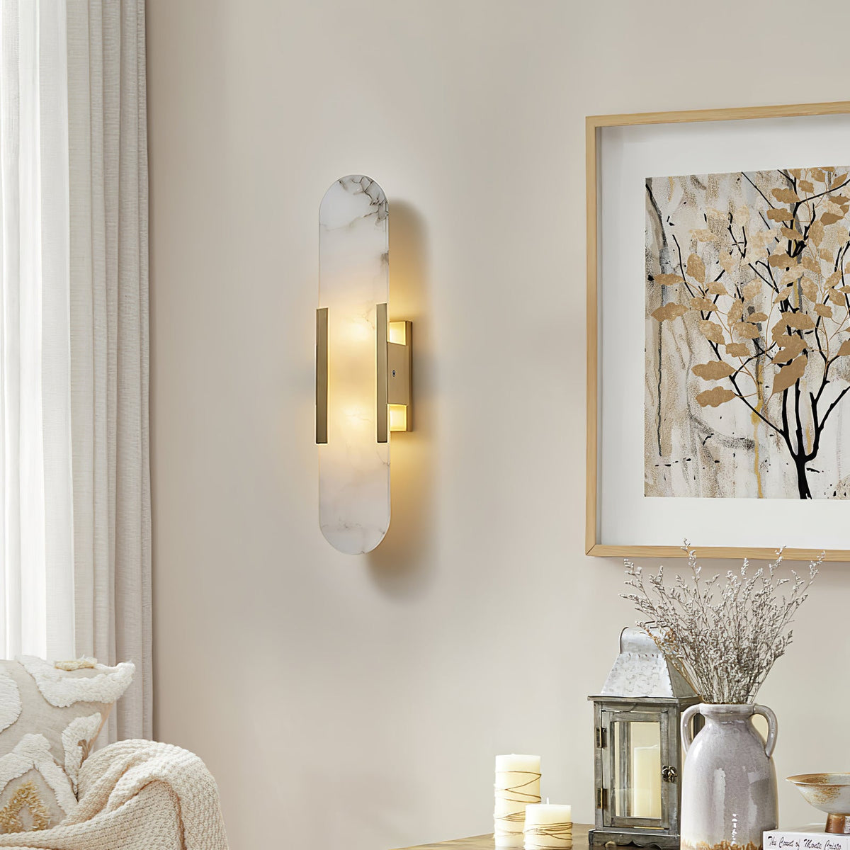 Oblong Alabaster Wall Sconce