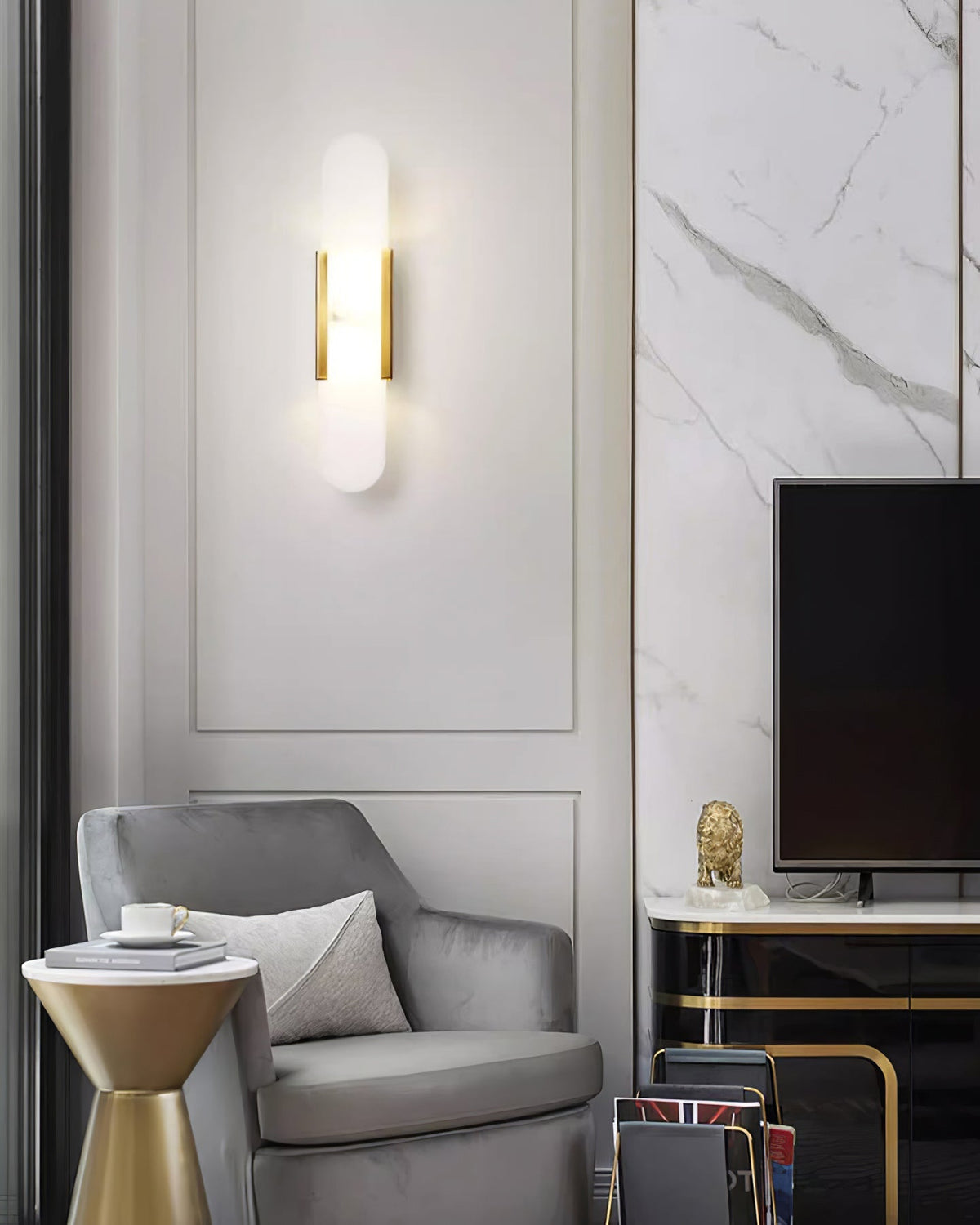 Oblong Alabaster Wall Sconce