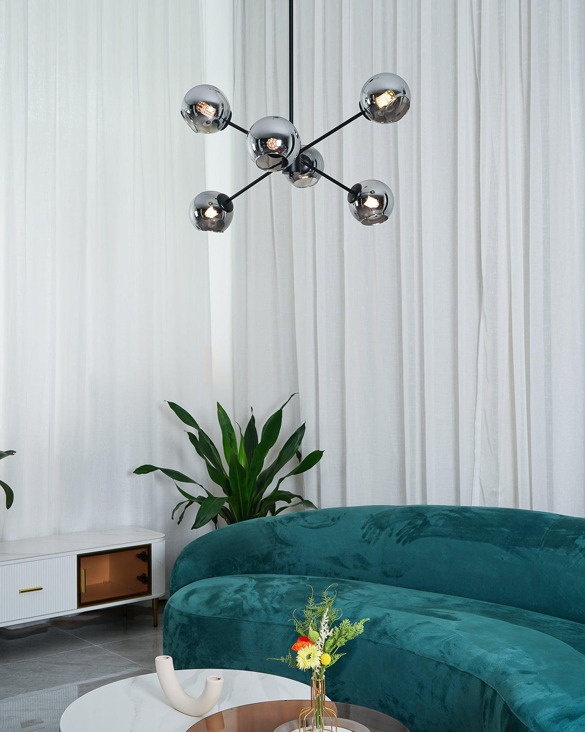 Staggered Glass 6 Light Chandelier
