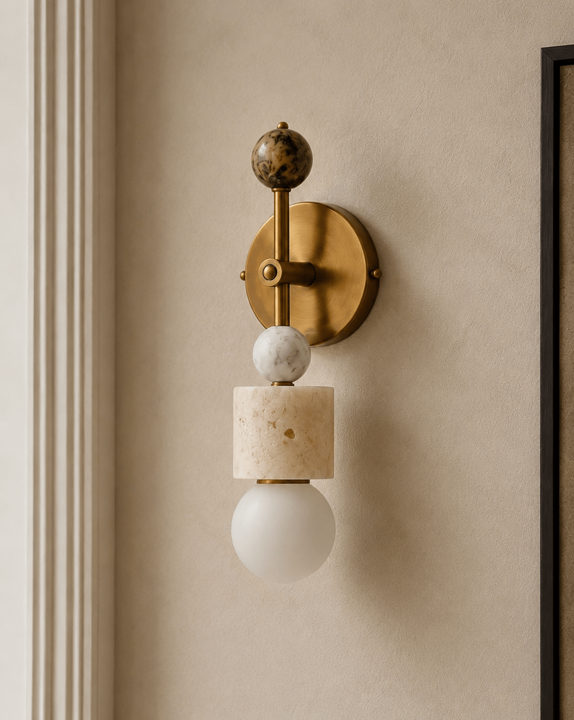 Aurevia Brass Marble Wall Sconce