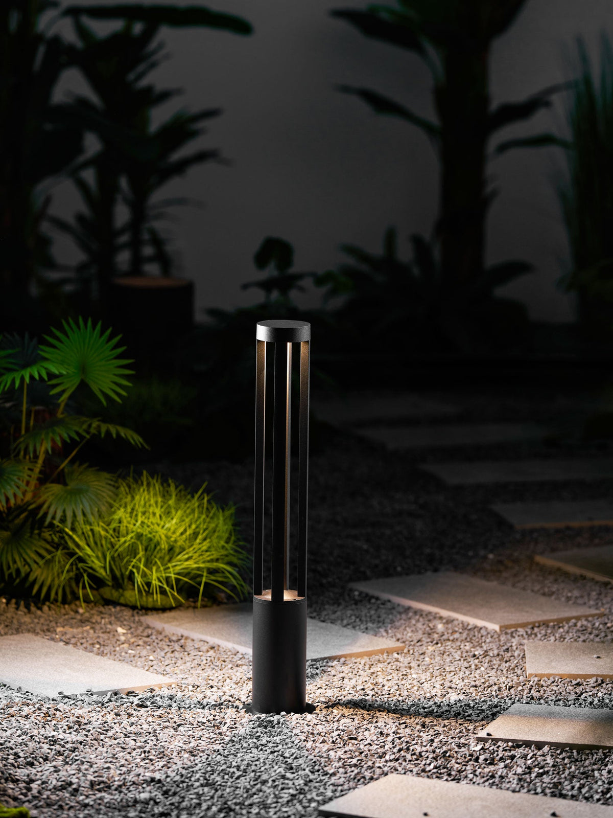 Black Cylindrical Garden Outdoor Light