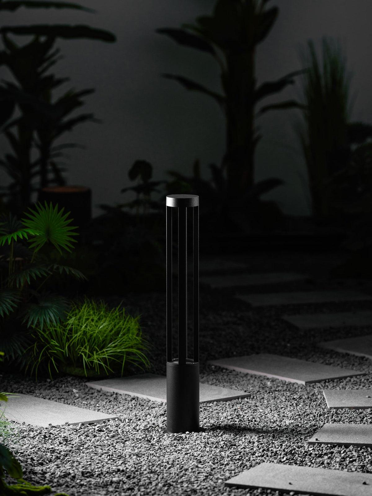 Black Cylindrical Garden Outdoor Light