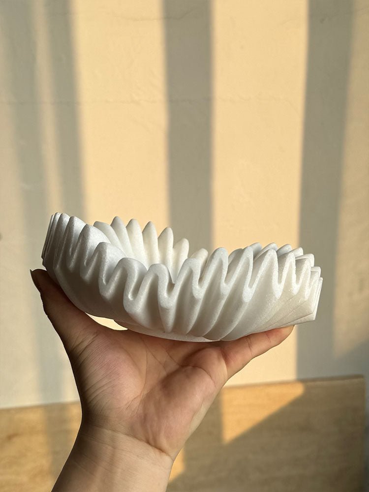 Flute Fold Stone Vessel Storage Tray