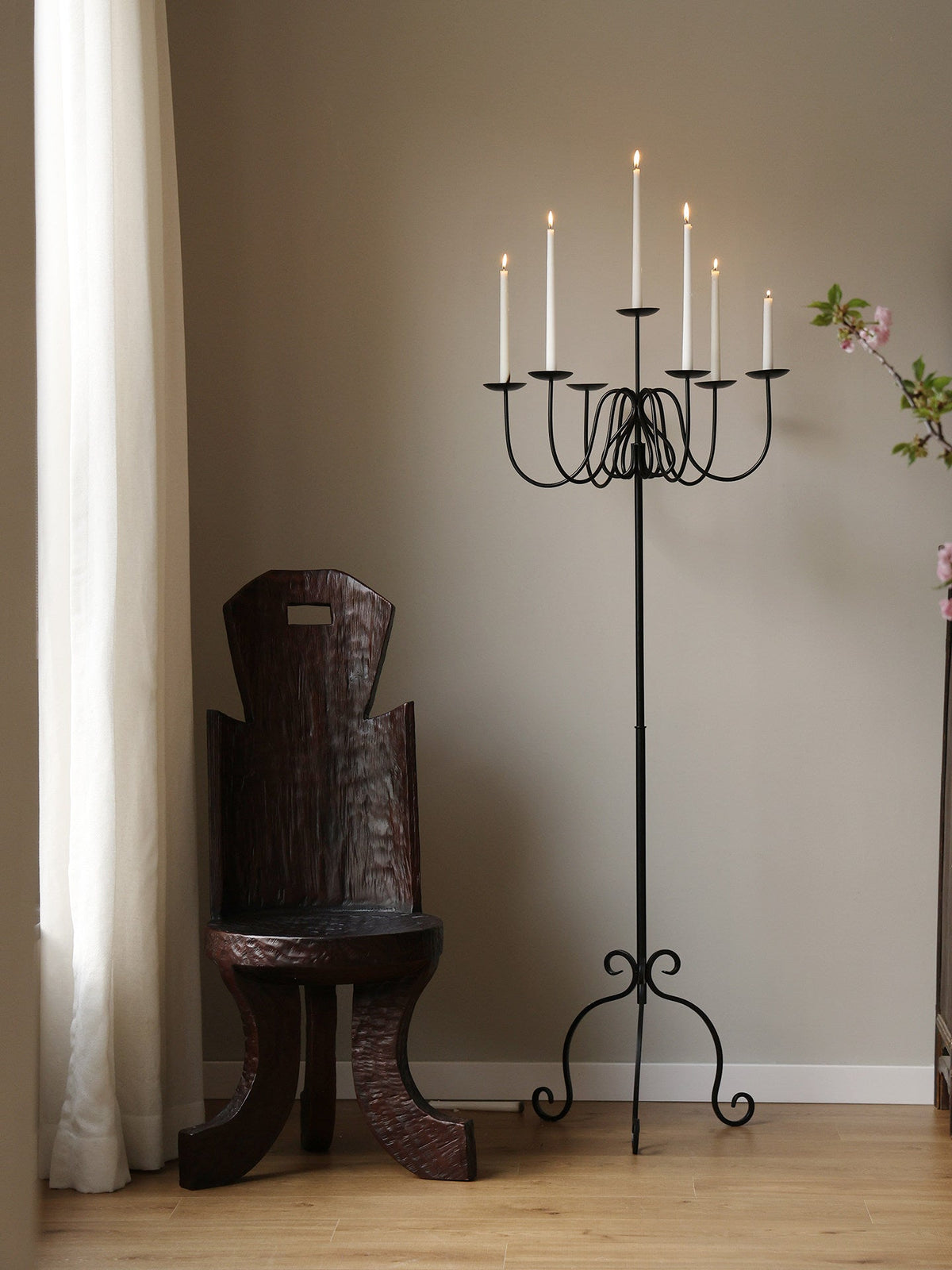 Wrought Iron Floor Candelabra
