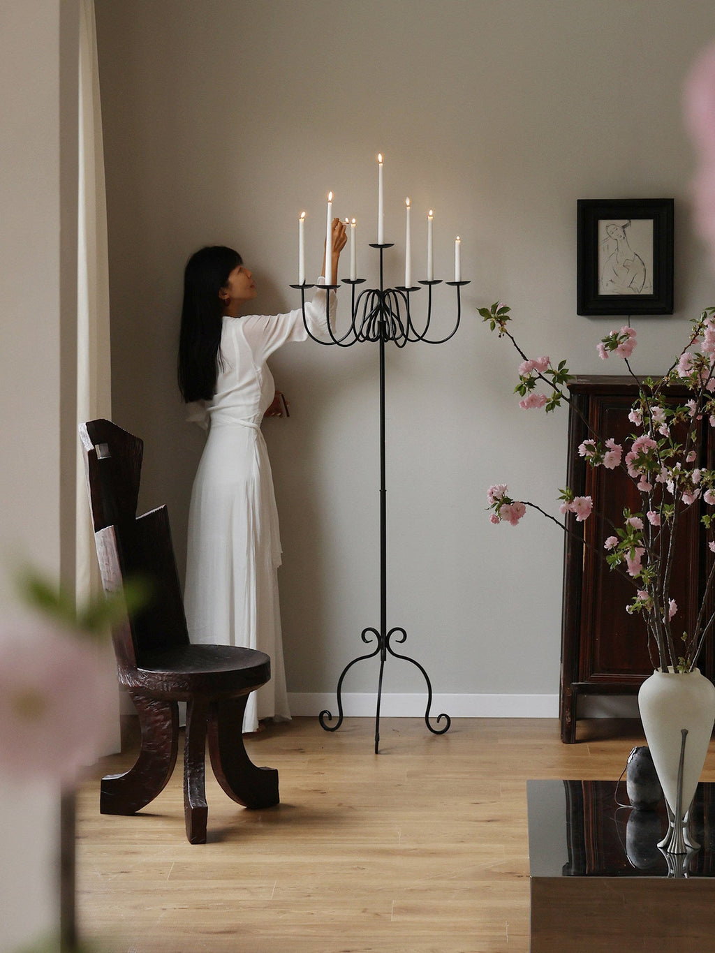 Wrought Iron Floor Candelabra