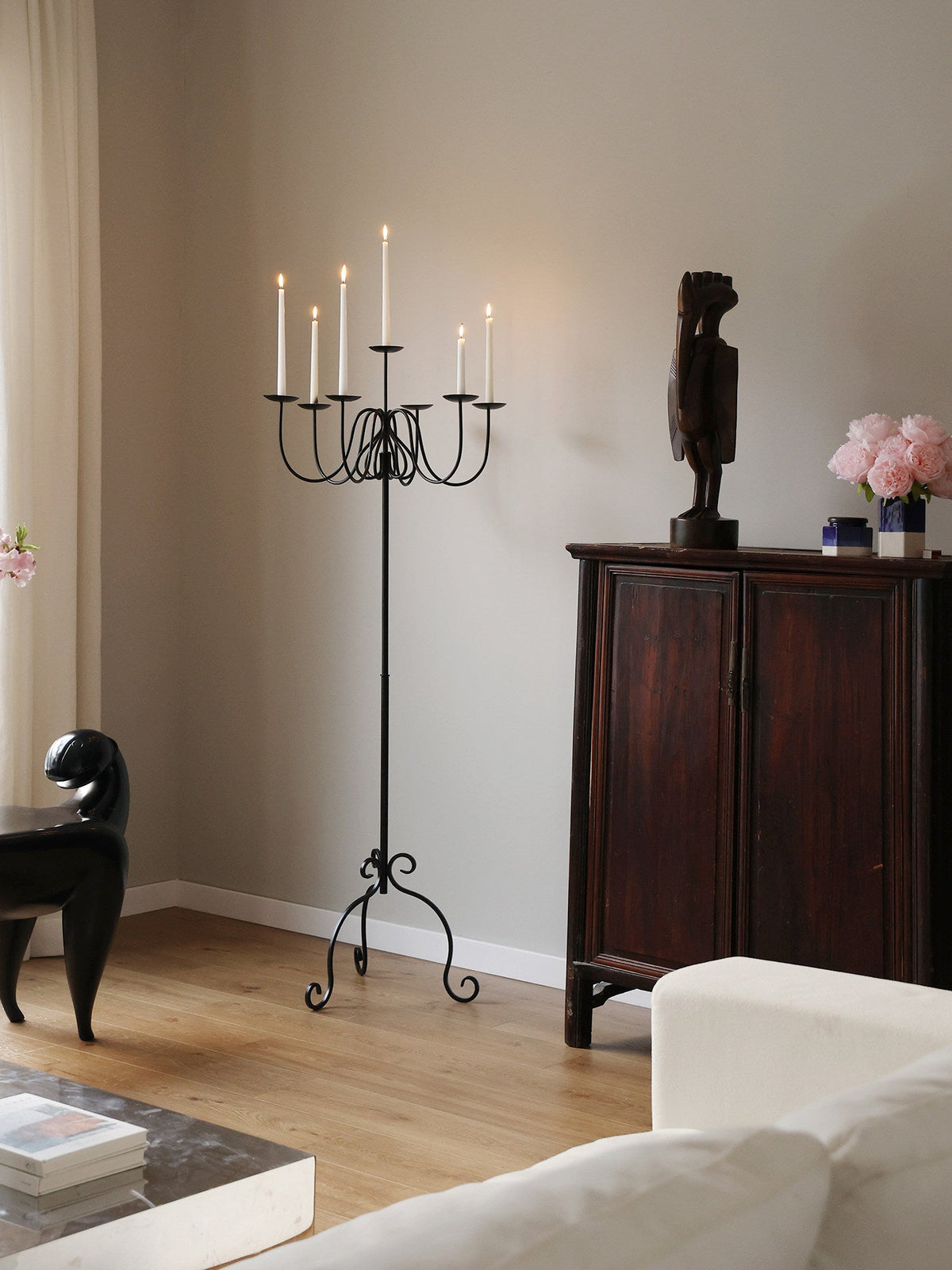 Wrought Iron Floor Candelabra