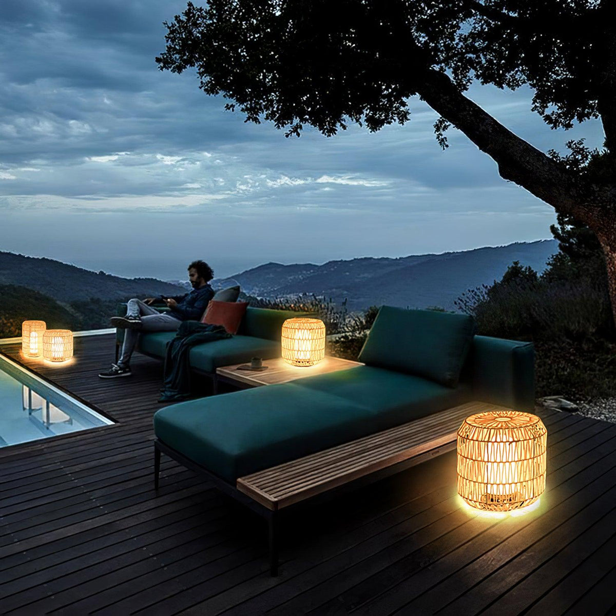 Woven Rattan Outdoor Lamp