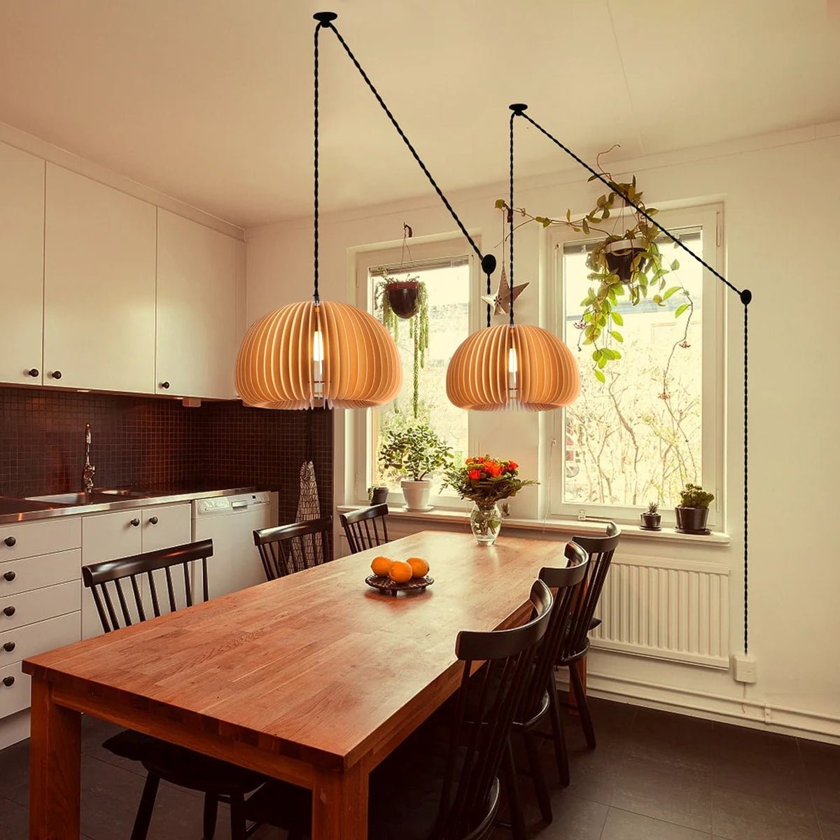 Wooden Pumpkin Swag Lights