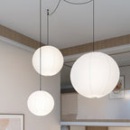 Japanese Paper Pendant Swag Light (black plug wire)