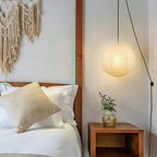 Japanese Paper Pendant Swag Light (black plug wire)