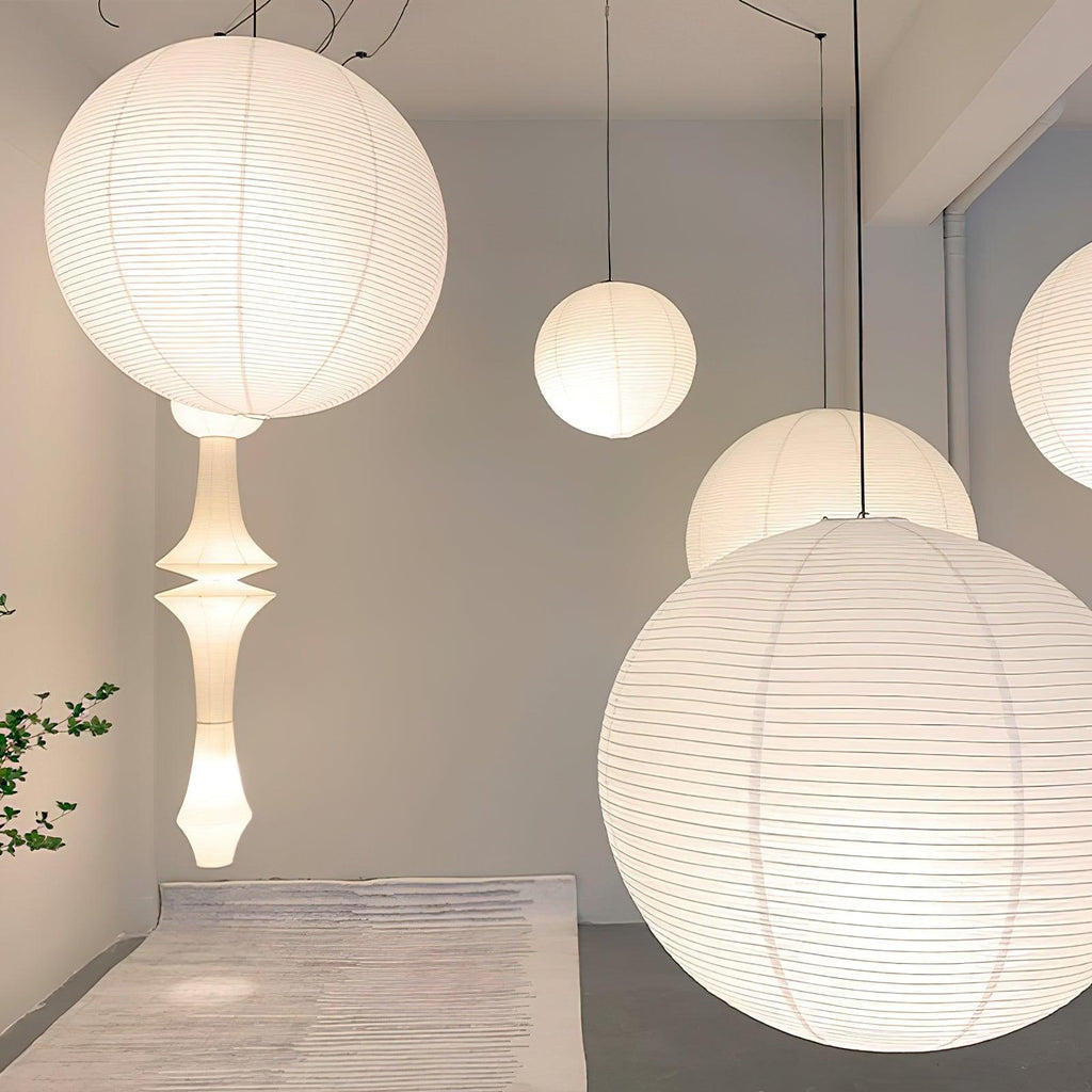 Japanese Paper Pendant Swag Light (black plug wire)