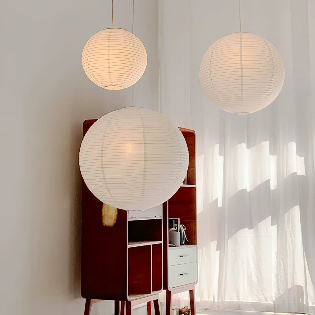 Japanese Paper Pendant Swag Light (black plug wire)