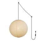 Japanese Paper Pendant Swag Light (black plug wire)