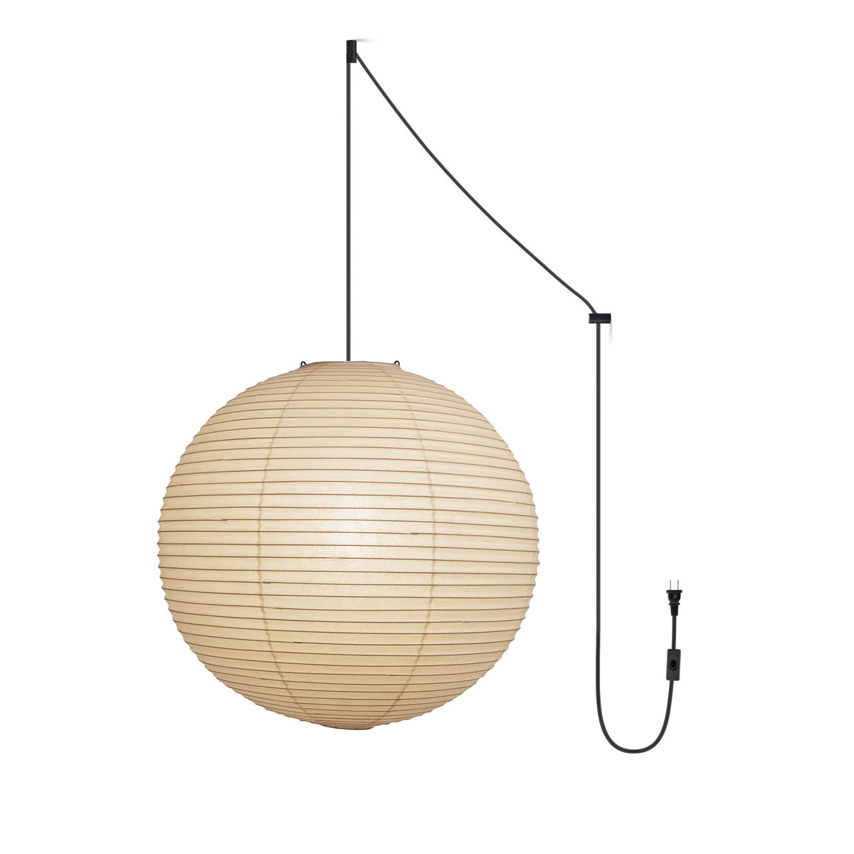 Japanese Paper Pendant Swag Light (black plug wire)