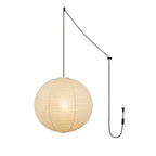 Japanese Paper Pendant Swag Light (black plug wire)